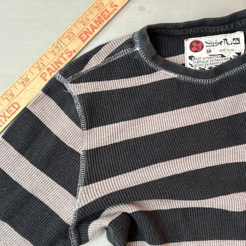 Vintage Quicksilver 90s Y2K Long Sleeve Shirt Striped 14-16 Mens Small Surf